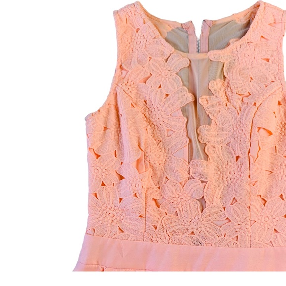 Tea & Cup Peach Sheer Mesh Lace Appliqué Romper S - Picture 4 of 13